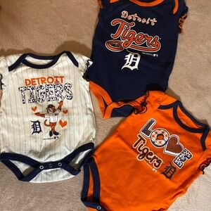 Detroit Tigers Baby Onesie Trio - Navy, White, and Orange